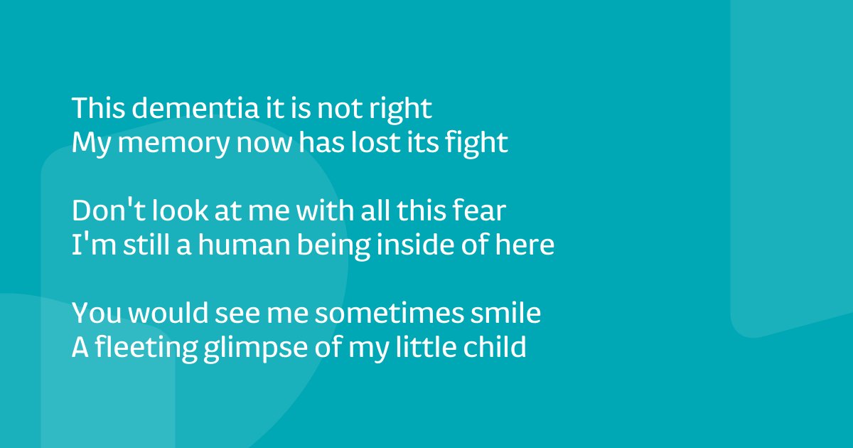 DementiaUK's tweet photo. Thank you to Clive Asher for sharing his poem with us, inspired by those living with #dementia and those that care for them. Before March, Clive had not written a poem before. Now he has written over 200, and even had some of them read on his local radio station. #DementiaPoem https://t.co/fly39GQAIz