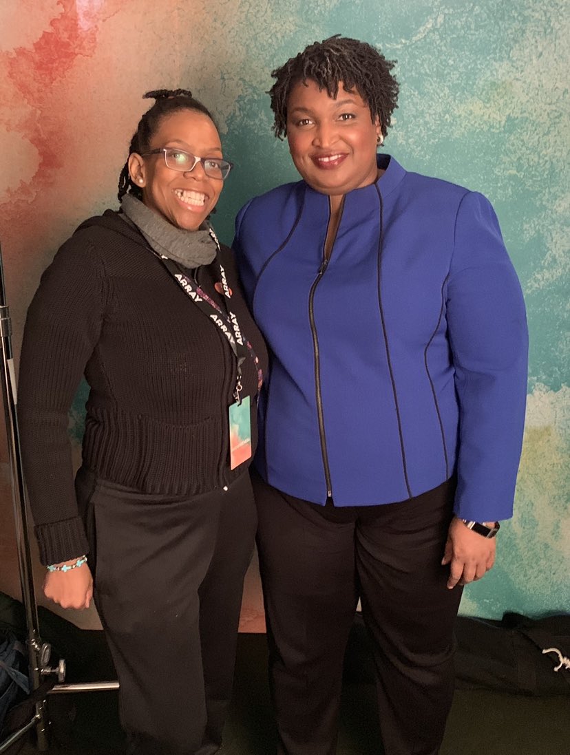 CreativeK's tweet photo. This woman is phenomenal! A true gladiator. Left: In GA, during her Governor Run. Right: In CA, A year after and she was still fighting for us. Thank you @staceyabrams for your diligence. Please give her all her things. She DESERVES. https://t.co/dLZDFRwUXW