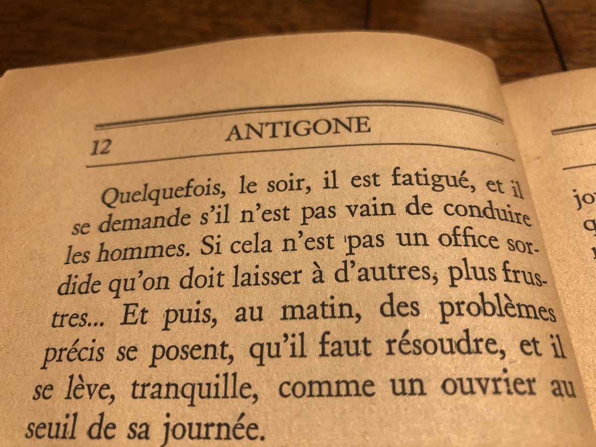 GLarrive's tweet photo. De l’exercice de l’#Etat : #Créon n’est pas toujours très sympathique, certes. Mais, nous dit Anouilh, il n’ignore pas le doute. Et il essaie quand même de faire de son mieux. https://t.co/R4Kwm8uI40