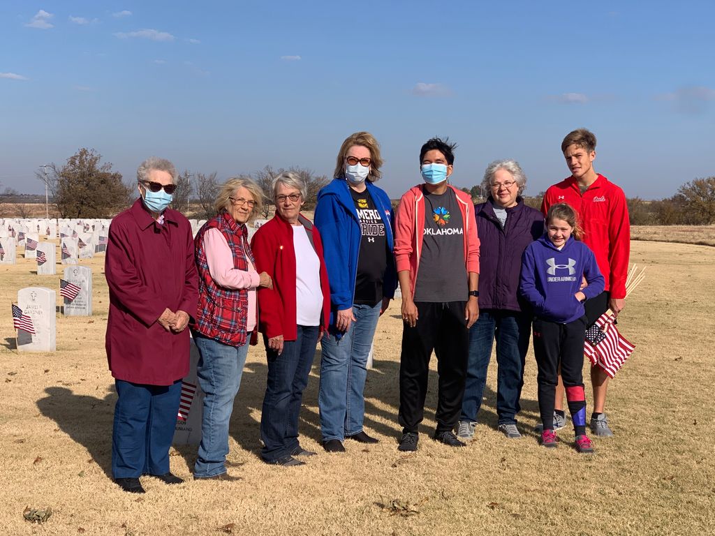 In honor of Veterans Day, myself along with the Daughters of the American Revolution and group of volunteers added flags to our military service member gravesites at the Fort Sill National Cemetery. We honor and pay tribute to their sacrifices for our country. 🇺🇸