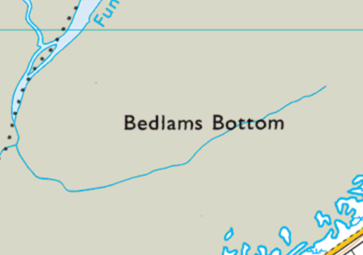 Couldn't resist going for a walk around ... Bedlam's Bottom, which sounds like a ribald euphemism. Keeping up the puerile humour, it's not far from Raspberry Hill and Ladies Hole Point.