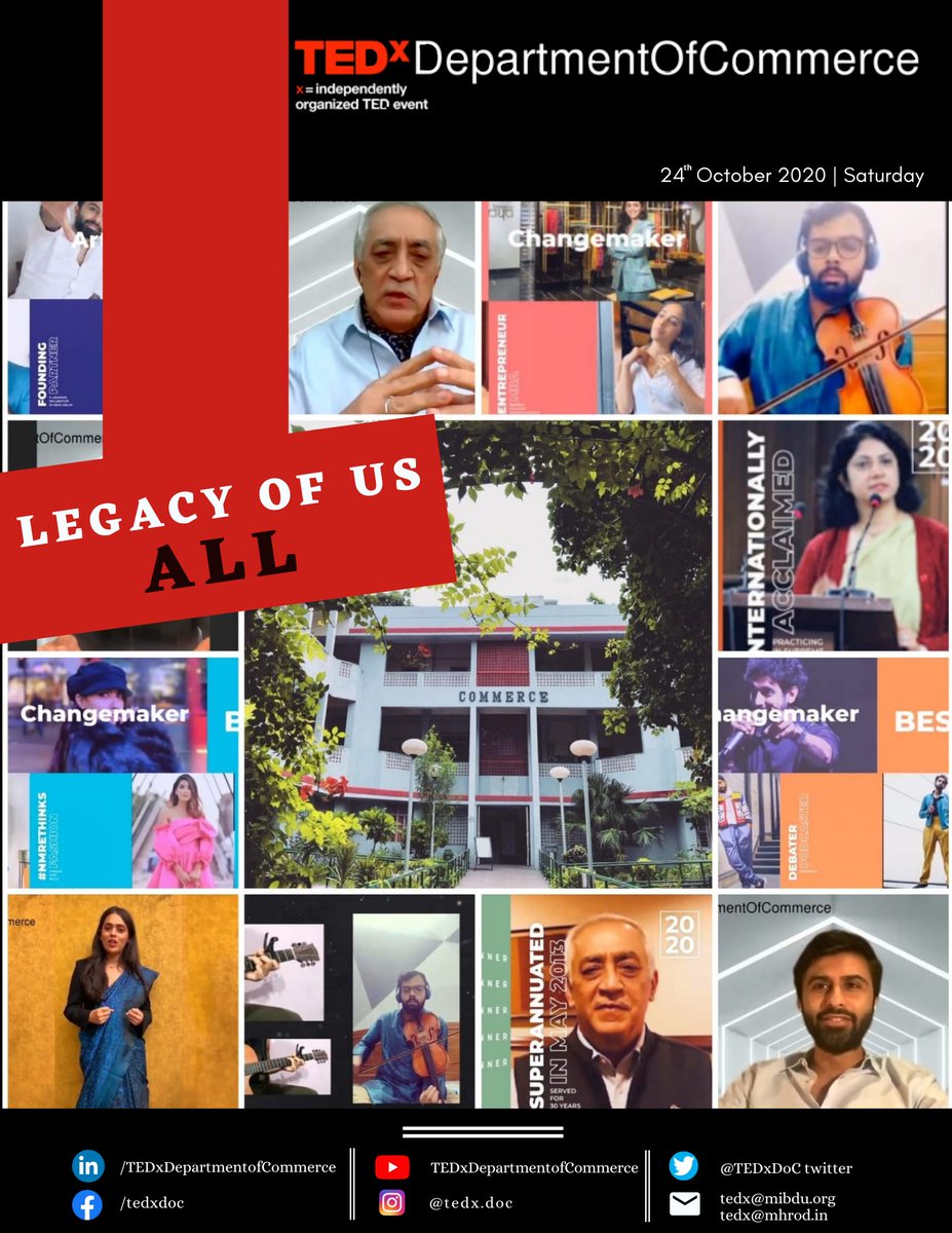 TEDxDoC's tweet photo. We present the newsletter of The inaugural edition of TEDxDepartmentOfCommerce, the independently organized TED event of Department of Commerce, Delhi School of Economics was successfully conducted in virtual mode on 24th October 2020.
For more info follow
https://t.co/CzIQI0bluA https://t.co/YKMSO8IjL0
