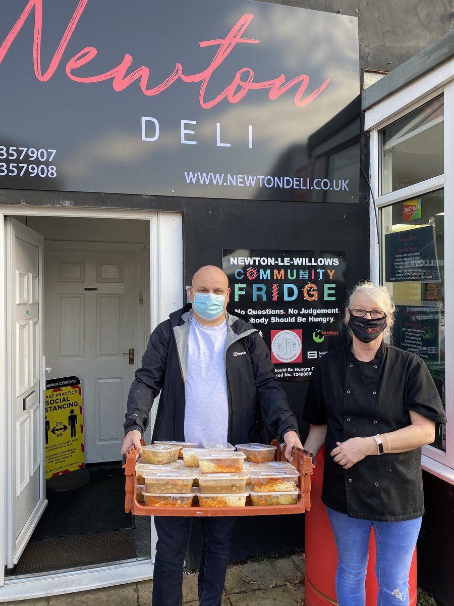 EcclestonArms's tweet photo. We have just delivered #NoOneGoesHungry meals to our friends at @NECG2012 @newtonfridge &amp; #neighbourhoodfoodlarder if there any community hubs in your area please let us know and we will deliver #free #meals during #Lockdown2 call 01744881881 https://t.co/HTBpJkPe3y