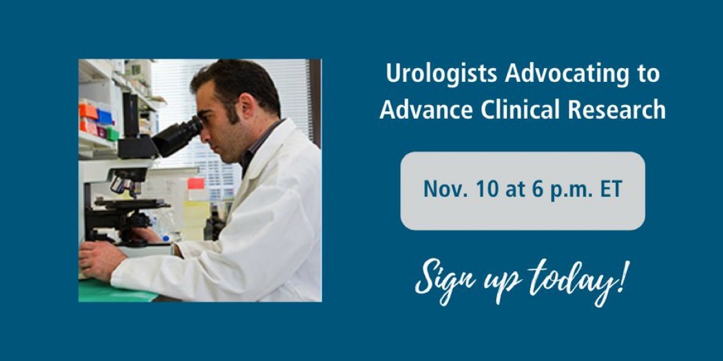 Are you interested in learning more about our advocacy initiatives to advance clinical research, but not quite sure where to start? 

Sign up today for a free webinar to learn more about the AUA’s research advocacy initiatives! bit.ly/3epmTZA