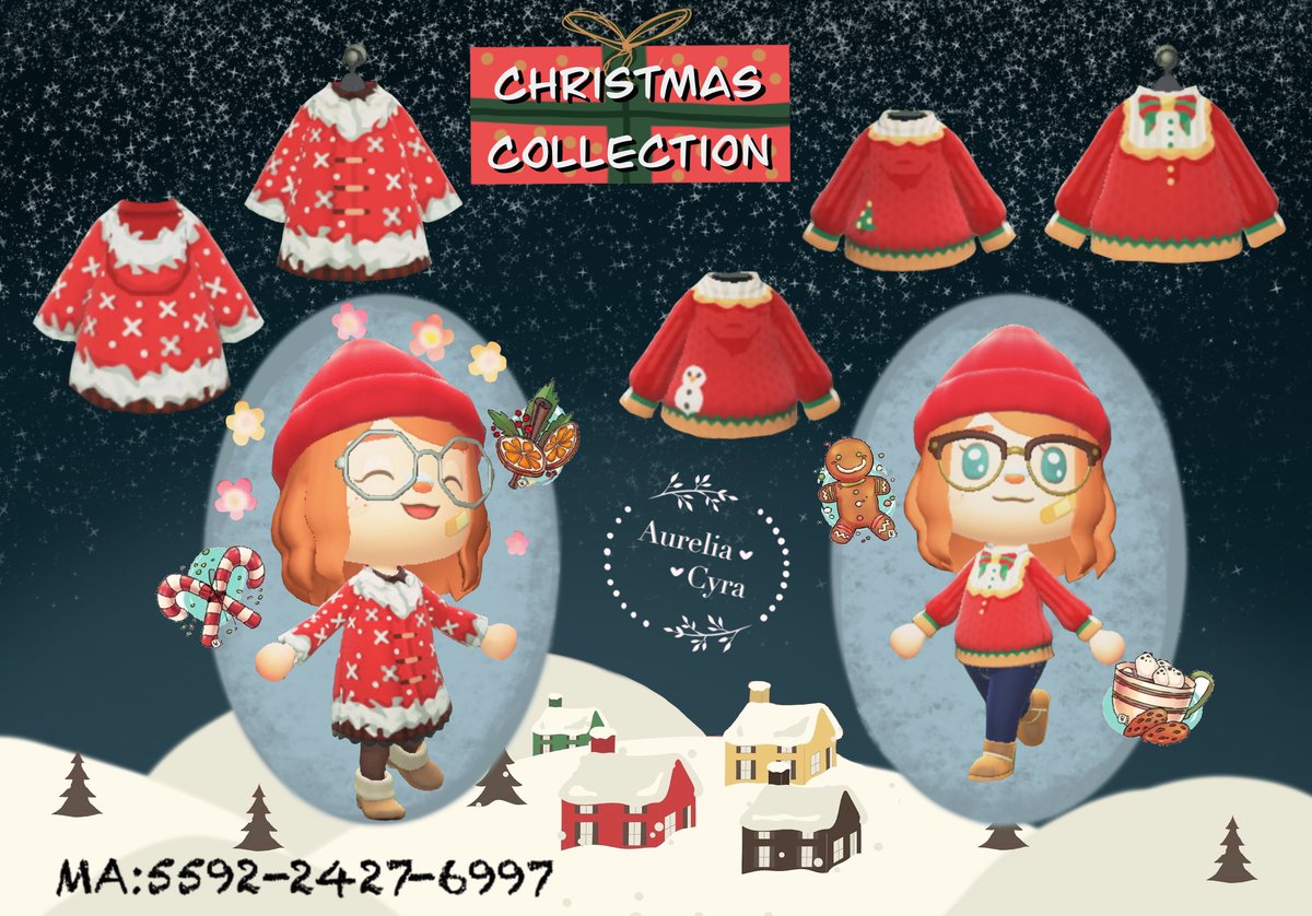 AureliaCyra's tweet photo. Is it too early? Nahhh... when it´s November first Christmas time starts ;3 Here are some new Outfits for the early days of Christmas there will be more for next week. So stay tuned <3 
#ACNHDesign 
Christmas Jacket 
Christmas Pullover with 
( a Snowman ⛄️or a Christmas tree 🎄) https://t.co/RCNXdvU8Bi