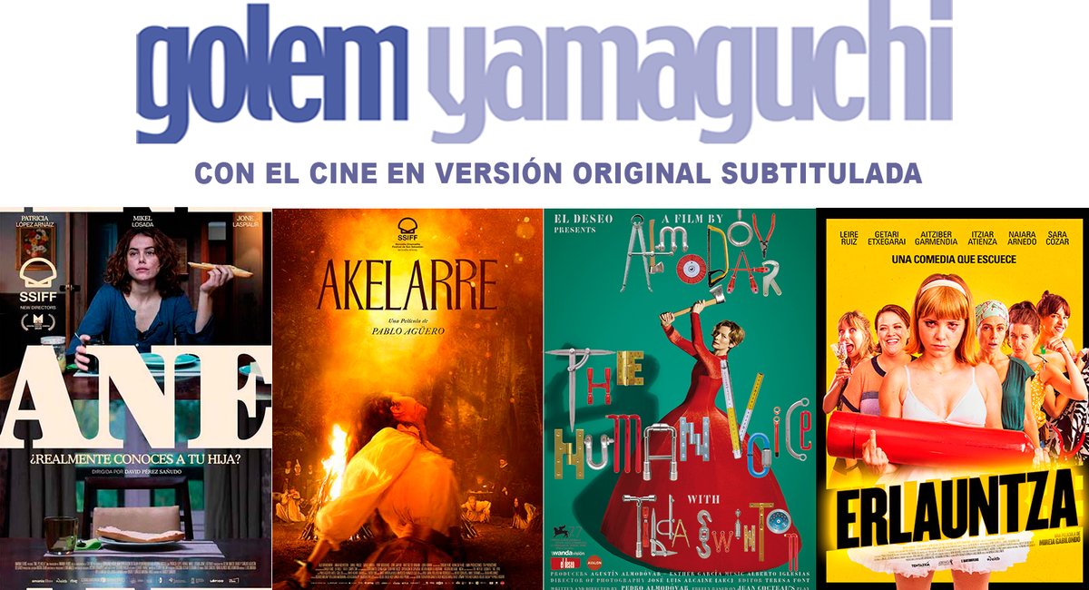 GolemPamplona's tweet photo. Si te gusta el cine en #VersiónOriginalSubtitulada (V.O.S.E.) Golem Yamaguchi es tu cine.
Esta semana:
- #ERLAUNTZA
- #LaVozHumana
- #Akellare
- #ANE
Consultar horarios: https://t.co/0KyZeMQolI https://t.co/0wCD75wkGr