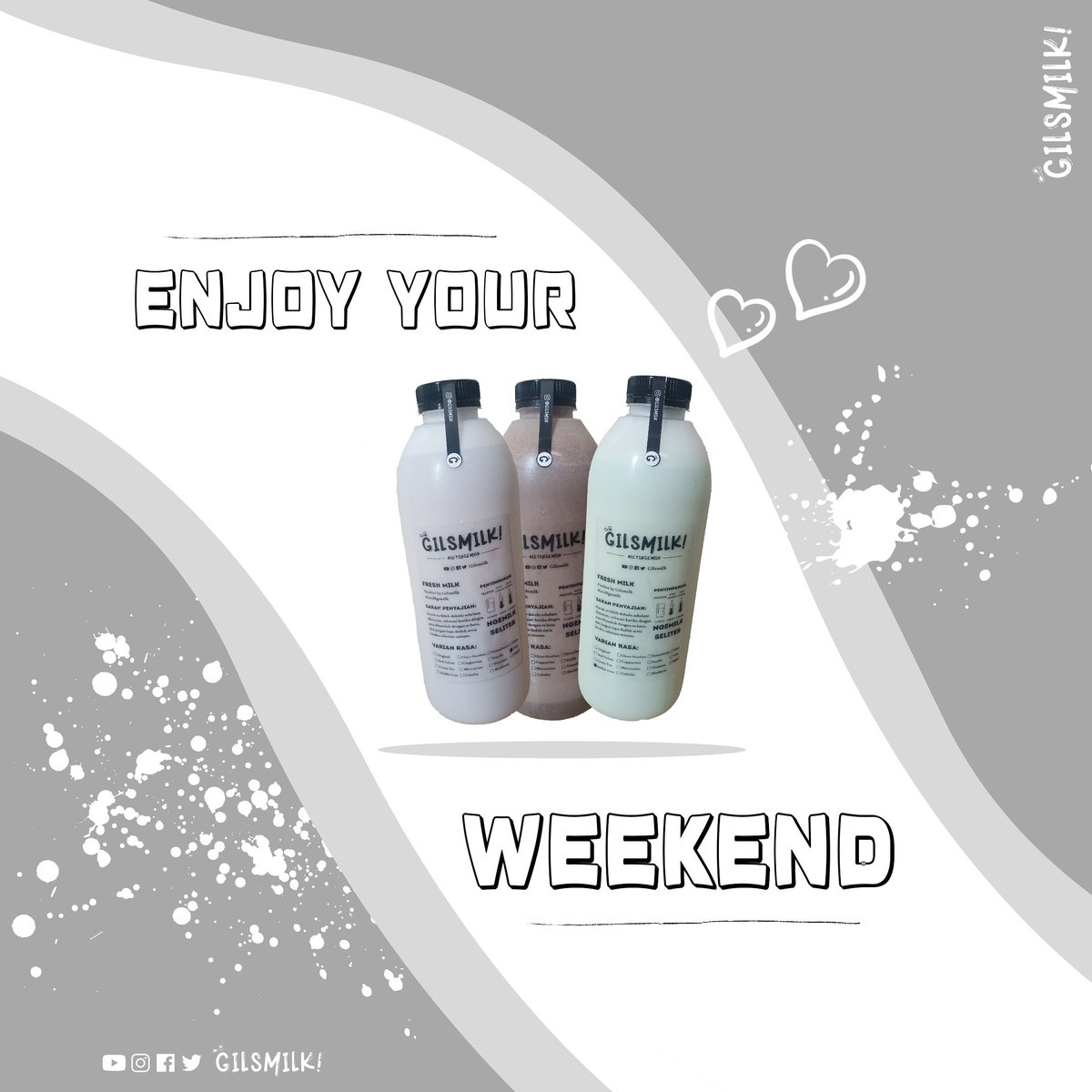 gilsmilk's tweet photo. Have a great weekend! Wishing you a weekend full of love and laughter 😍😁

#LetsNgemilk #boba #bobamilk #bobamilktea #sususegar #freshmilk #susumurni #sususapi #sususapimurni #susukekinian #susukekinianjakarta #minumankekinian #minumankekinianjakarta #minumankekinianbogor https://t.co/sEgAVcFKna