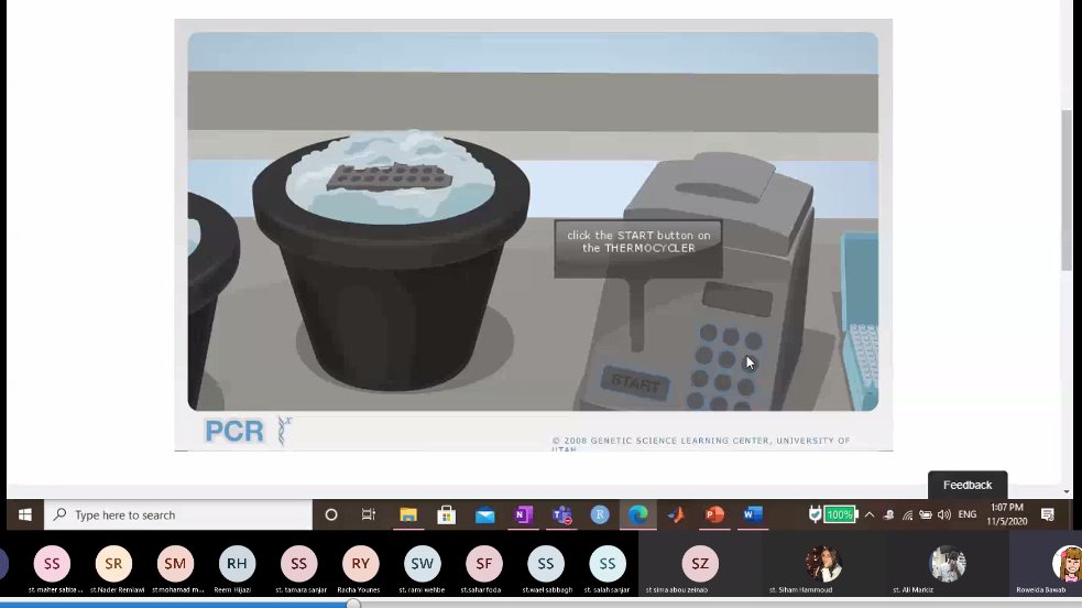 RoweidaB's tweet photo. Another great advantage of #remotelearning: IB1 students looked at how PCR is done using http://learn.genetics.utah virtual PCR lab and then investigated its applications in detecting the presence of pathogens in general and coronavirus in particular #ibbiology #topic3 @Hhhsinfo https://t.co/QeLNBfBTMJ