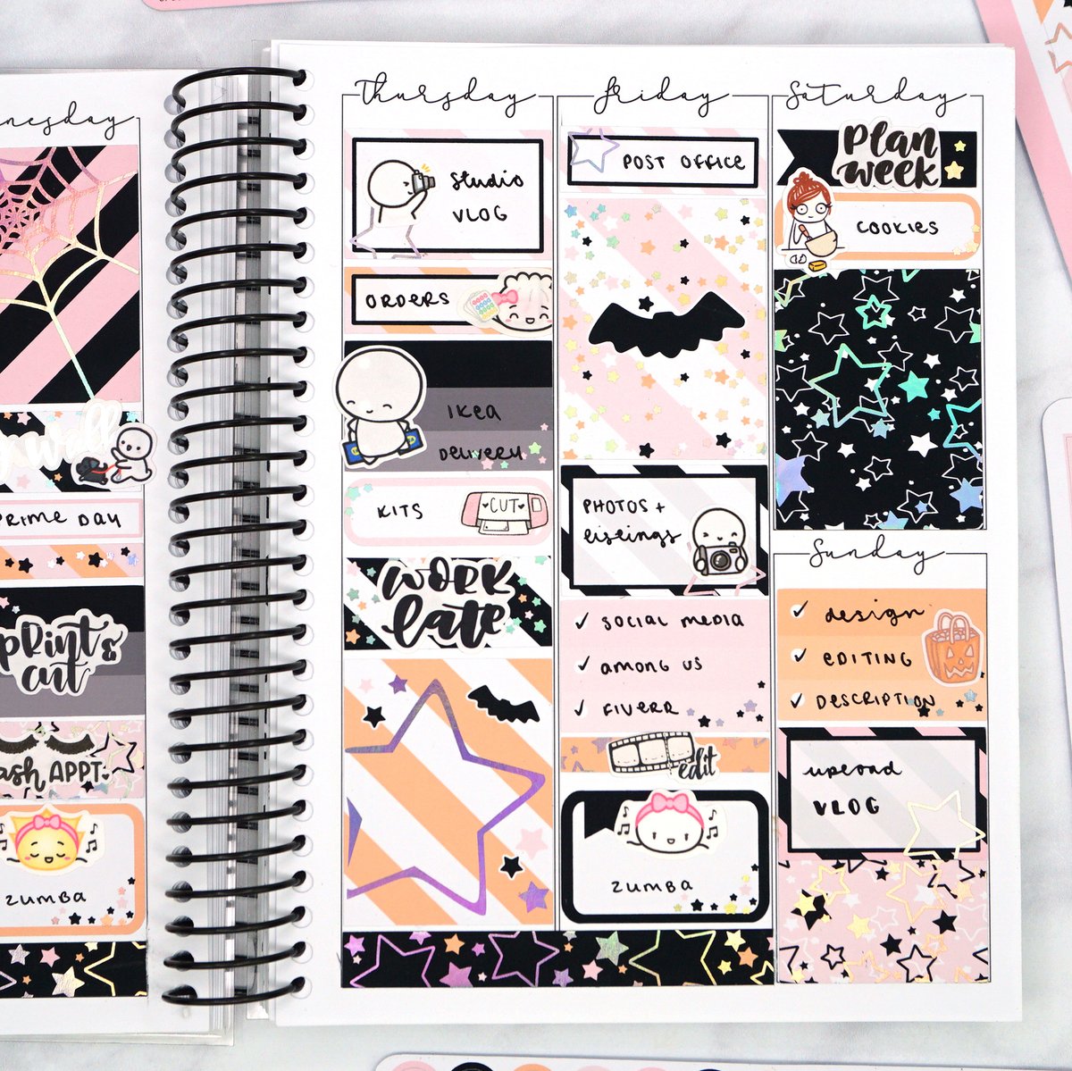 Plannerface's tweet photo. Second half of this gorgeous spread using @josephinebowdesign Spooktacular kit! 

#plannergirl #verticalplanner #plannerlayout #stickerobsessed #weeklyspread #ukpa #planneraddict #weeklylayout #plannerinspo #pwm #stickers #plan #whitespaceplanning https://t.co/OaTaA4Mgra