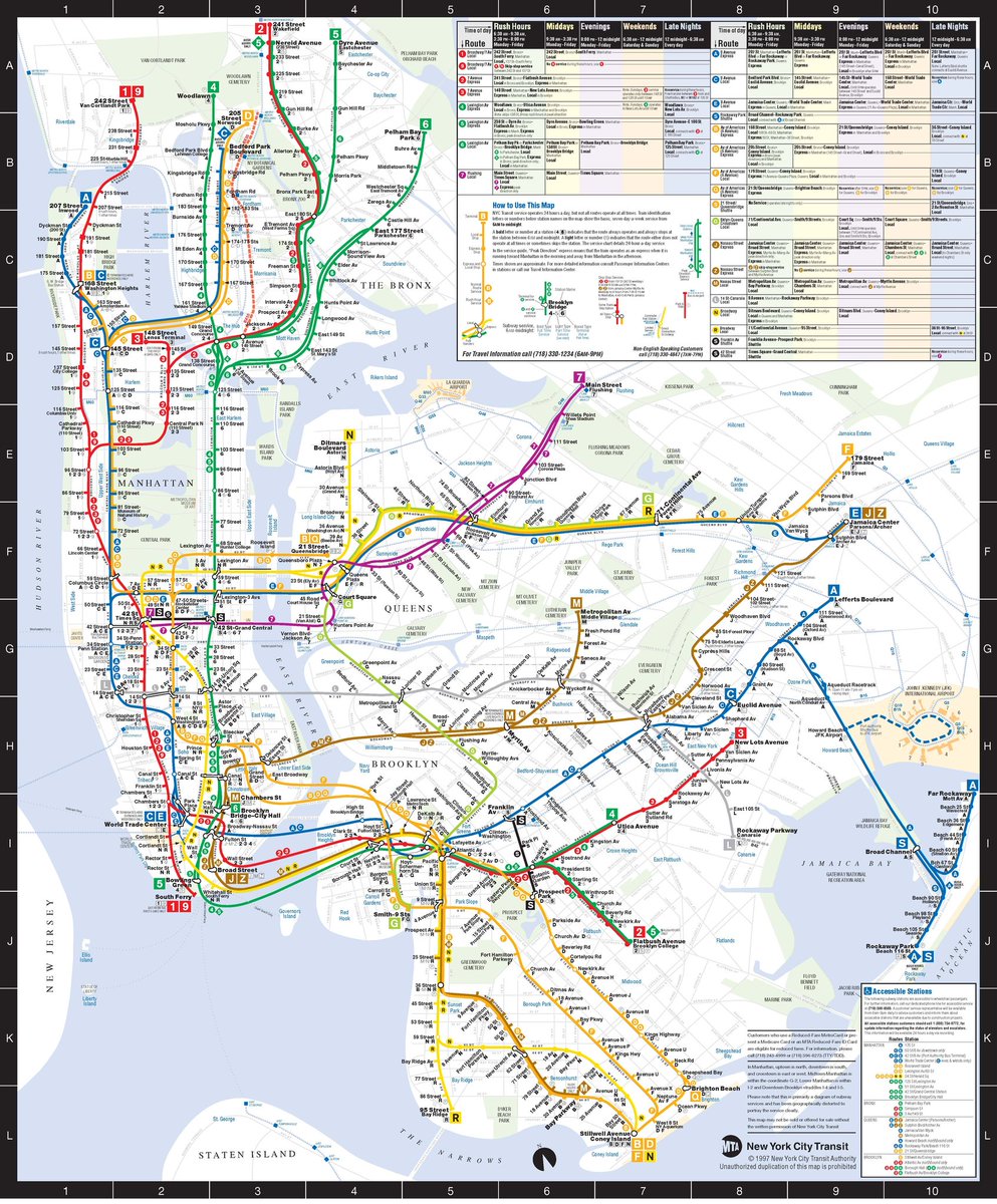 cbusquets's tweet photo. Me encanta el nuevo mapa digital del Metro de Nueva York.

La versión de 1972 de Vignelli, pese a ser estéticamente perfecta, no relacionaba el mundo exterior con el subsuelo.

La siguiente evolución (1979) de Michael Hertz Associates, incluía referencias de calles,... https://t.co/QpOAM2bRTX