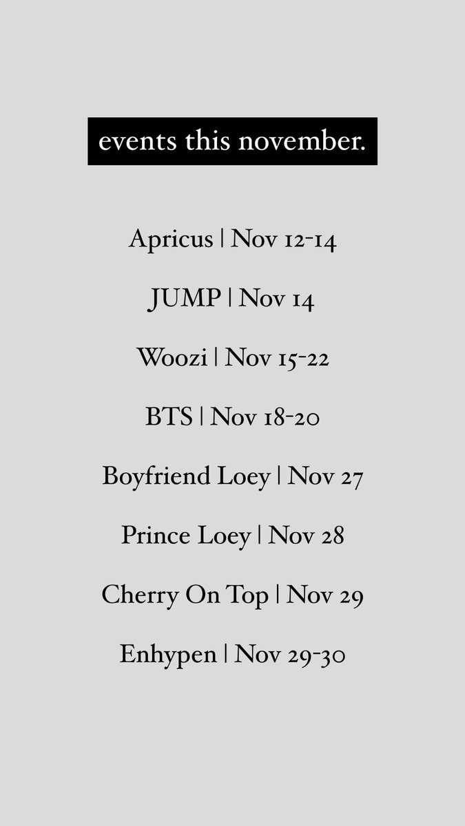 hellocoffeecafe's tweet photo. Events this November! ☕️🖤
Order Form: https://t.co/gjmyMIkiGw
#HelloCoffeeCafePH #HelloCoffeeCafe #CupsleeveEvent ✨ https://t.co/mMnKSiiPrD