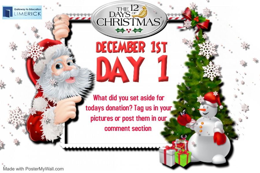 Gateway To Education - Limerick (@limerickgateway) on Twitter photo On the 1st day of December I donated... π
 On the 1st day of December I donated... π