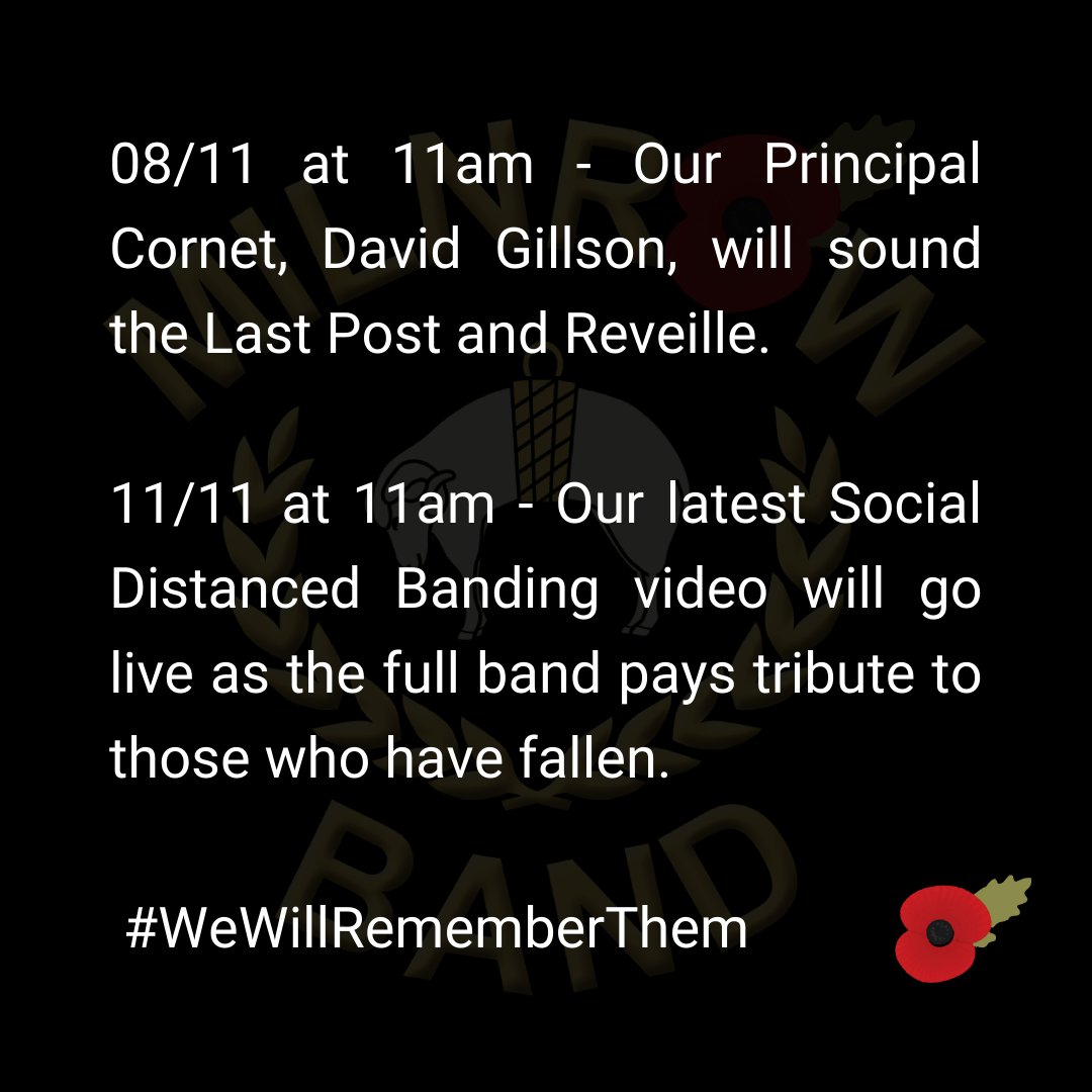 Unfortunately we can't be out on the streets or at the park tomorrow but you catch us online. #WeWillRememberThem  #RemembranceDay2020