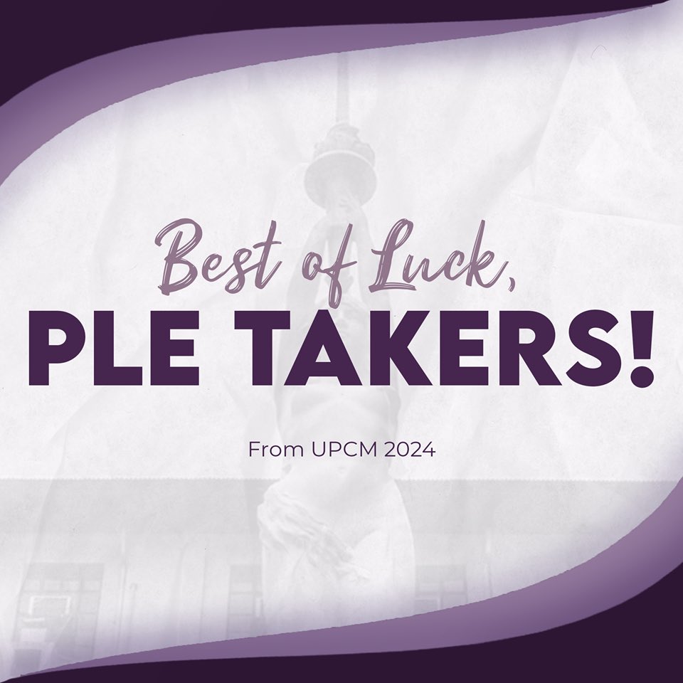 UPCM2024's tweet photo. The UPCM Class of 2024 wishes this year's PLE takers good luck as they take the Physician Licensure Exam.
Padayon, UPCM 2020! Padayon, mga doktor para sa bayan!
#2020Legendary
#PadayonUPCM
#PLE2020 https://t.co/oex2wg7OfV