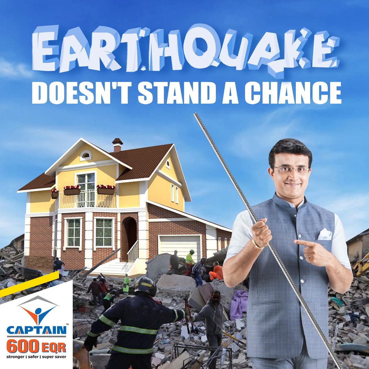 captainsteelind's tweet photo. #CaptainTMT600EQR is made with the best quality billets. Hence, allowing your dream home to tolerate an unfavorable situation like an earthquake.
#BuildwithCaptainTMT #SouravGanguly
@SGanguly99 https://t.co/LO8qsY1EBn