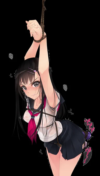 34『セーラー服緊縛』両手を縛られて頭の上で吊られてるのが好きなんか無防備って感じ、腋も全開だしね#セーラー服 #緊縛 #バイブ 