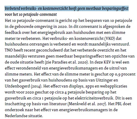 Bij het besluit in 2011 om 'slimme meters' te introduceren werd beloofd dat daarmee ruim 5% energie zou worden bespaard. De €4 miljard aan kosten konden daarmee worden terugverdiend.
De KEV2020 schrijft dat er in de praktijk dit jaar 'geen meetbaar besparingseffect' is. Oef!