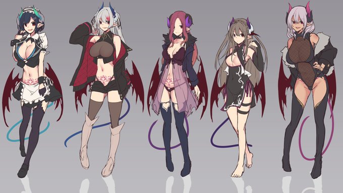 メリア様本を製作していたらサキュバスの数が増えたので、暫定デザインですけど4人生誕です🎂🎂 