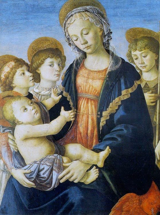 As a Florentine artist his main patronage would be from the church & private devotional images. The latter were popular & with just cause. Virgin & Child with Angels & St John the Baptist (1465-70), Madonna of the Rosegarden (1469-70) & Virgin & Child (1475-85)