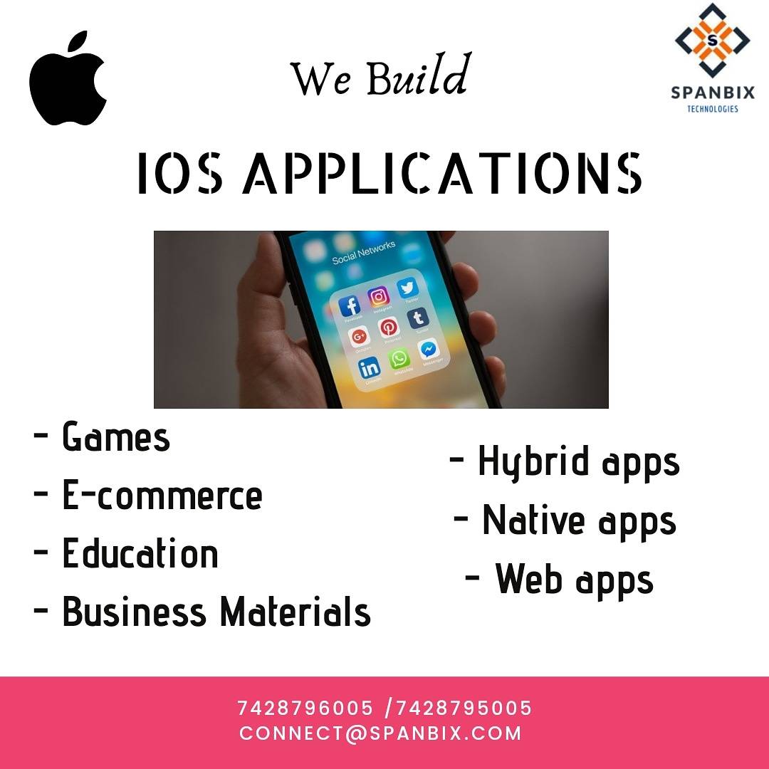 spanbix's tweet photo. We Build IOS APPLICATIONS

- Hybrid apps
- Native apps
- Web apps

Categories

- Games
- E-commerce
- Education
- Business Materials

Contact SPANBIX now
7428796005 /7428795005

Connect@spanbix.com 

#ssesl #corporate #appdevelopment #webapplication  #iosapp #iosappdevelopment https://t.co/UxS7SktQuS