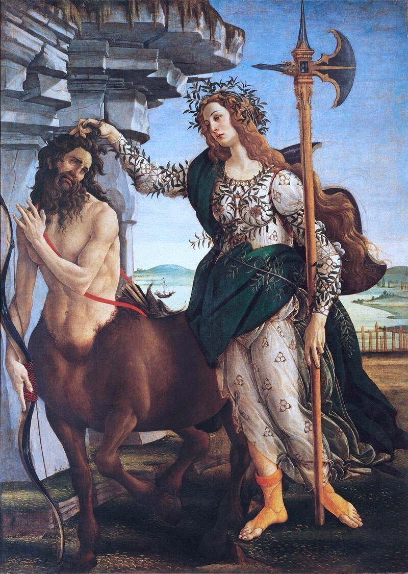 Botticelli would fall for an ideologue preacher &, probably as a result of his insecurity over the ‘sins’ of his sexuality, would reject secular themes for religious ones. Pallas & The Centaur (c1482) & Venus & Mars (1483)