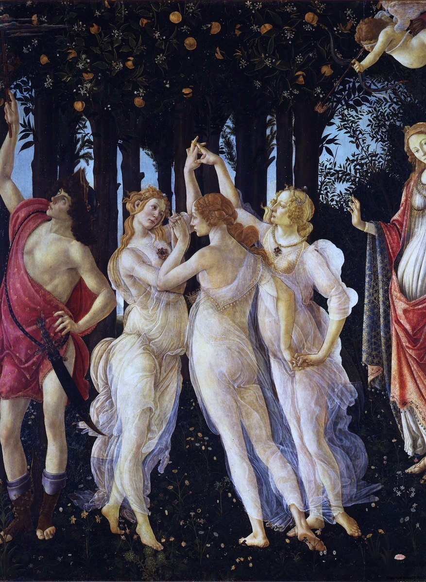 The Primavera (1482) is one of the most treasured paintings in the world. It is an astonishing presentation of beauty & female elegance, in particular. However it is the male figure who exudes sensuality. Studies suggest he was painting for intellectual gay patrons