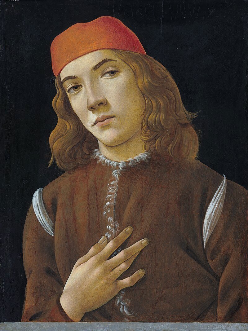 When he turns to painting his favoured young men he gives us not just beauty but also likenesses. Rarely does he combine a portrait with truth & beauty unless it’s a young man. Portrait of a Young Man (c1483, c1483 & c1485)