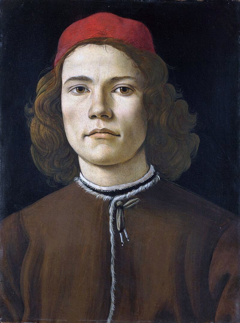 When he turns to painting his favoured young men he gives us not just beauty but also likenesses. Rarely does he combine a portrait with truth & beauty unless it’s a young man. Portrait of a Young Man (c1483, c1483 & c1485)