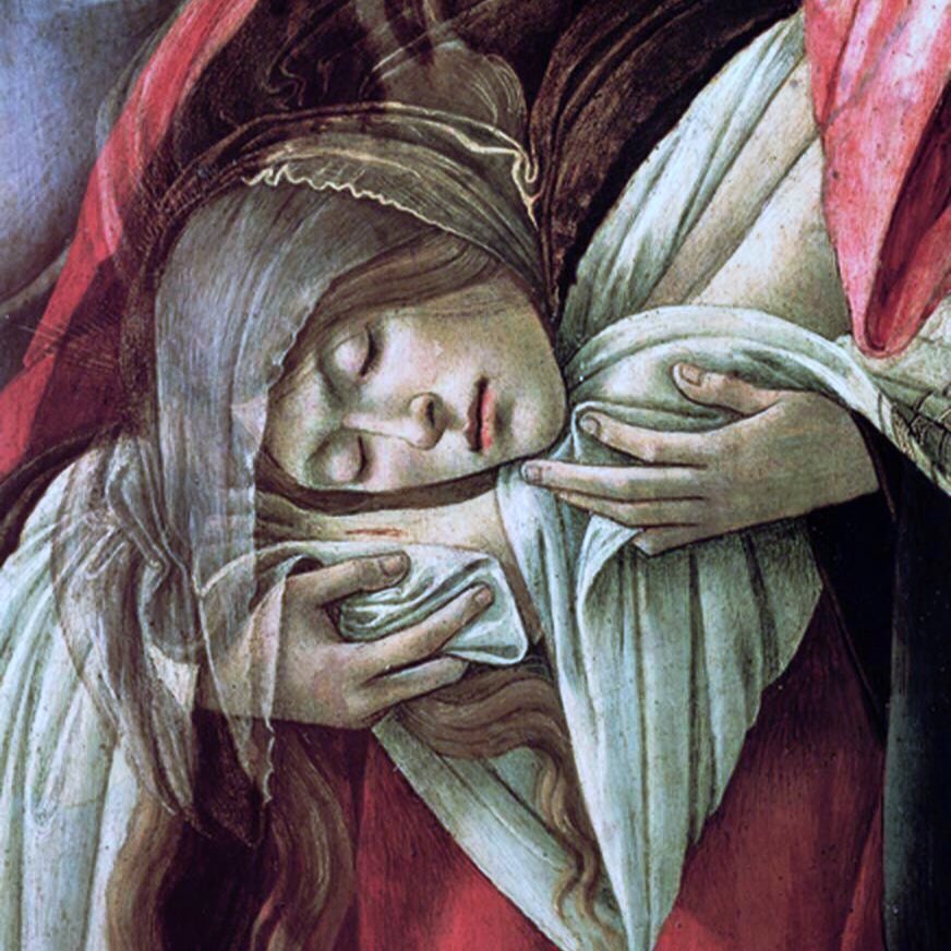 Lamentation over the Dead Christ (c1490) is a powerful image of grief. In this work the painter puts every ounce of his faith into one image. The painting confronts us with both the belief & the genius of the Italian artist.