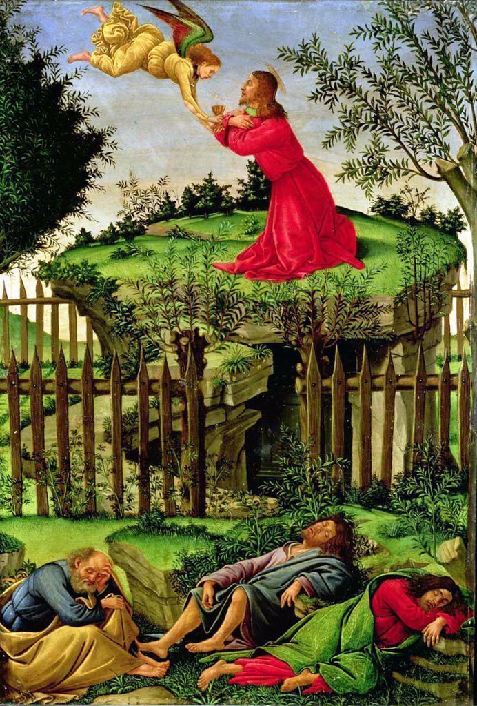 Agony in the Garden (1500) & Mystical Nativity (1500). The latter work hangs in the London National Gallery. It is full of incident, symbolism & meaning. However the joy here is the beauty & interaction of the figures.