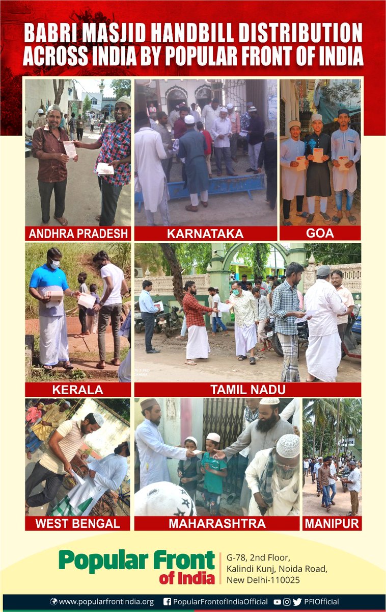 PFIOfficial's tweet photo. Babri Masjid Handbill Distribution Across India. https://t.co/tkNdsH0Axz