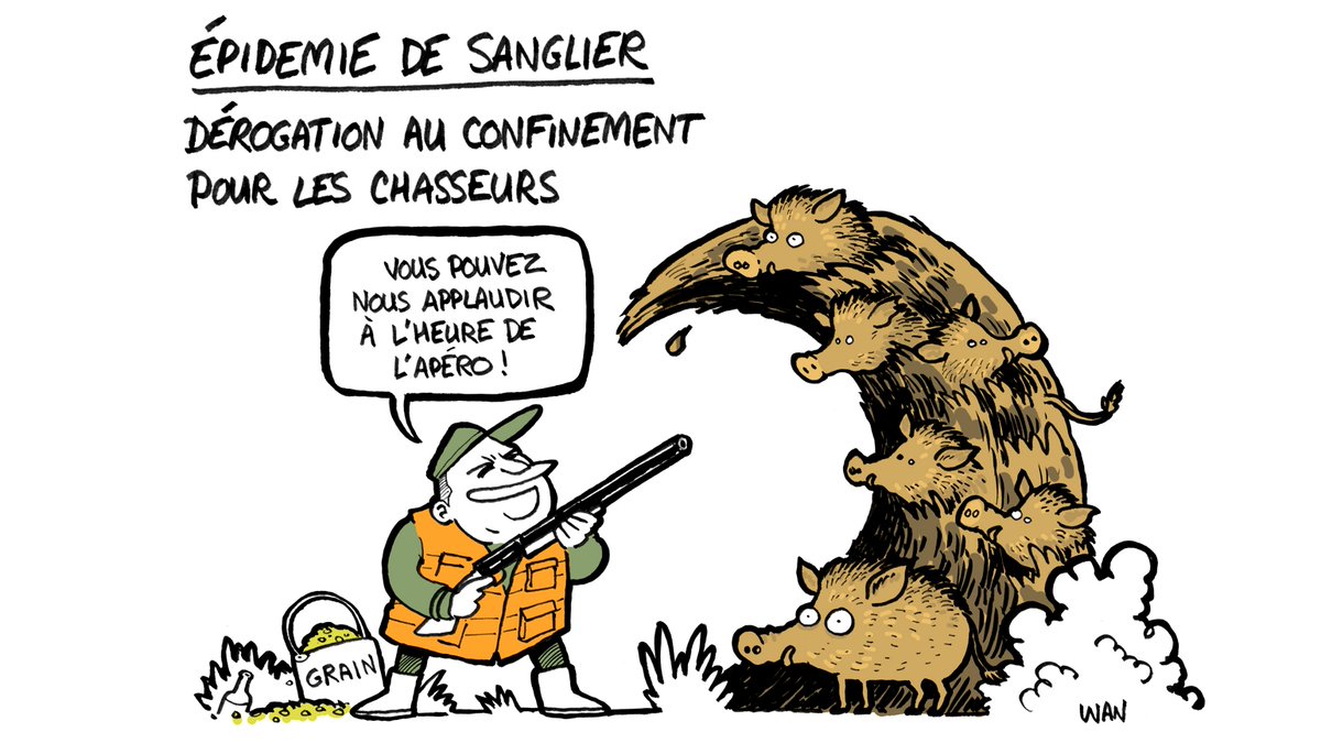 wan_drawing's tweet photo. Épidémie de sanglier: dérogation au confinement pour les chasseurs
#Chasse #régulation https://t.co/wUdwtEsaCN