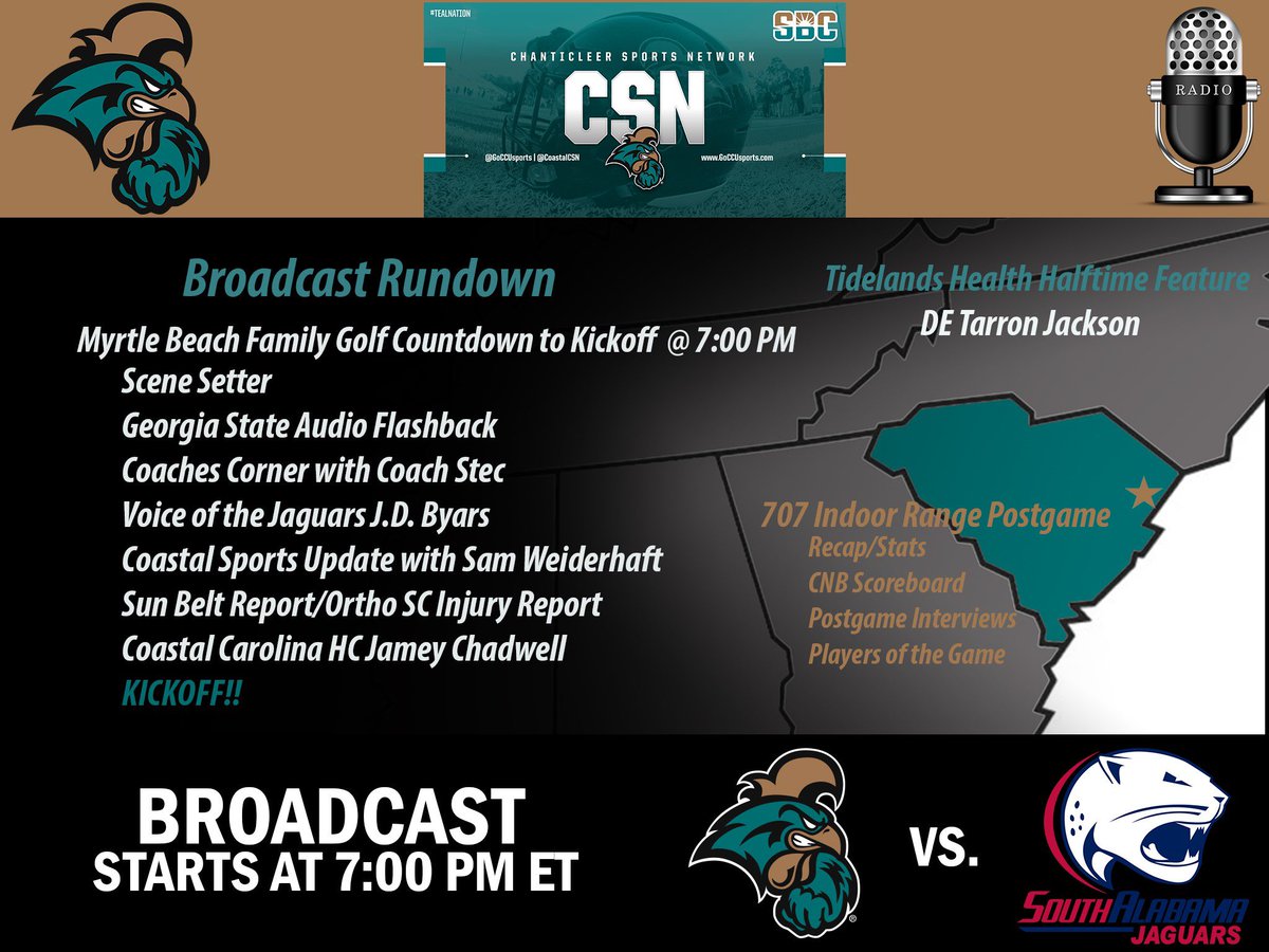 cashionj68's tweet photo. WAKE UP — it’s @CoastalFootball GAMEDAY!! Kickoff tonight 8 pm, airtime 7 PM!! GO CHANTS!! https://t.co/jSrYUHXVCR