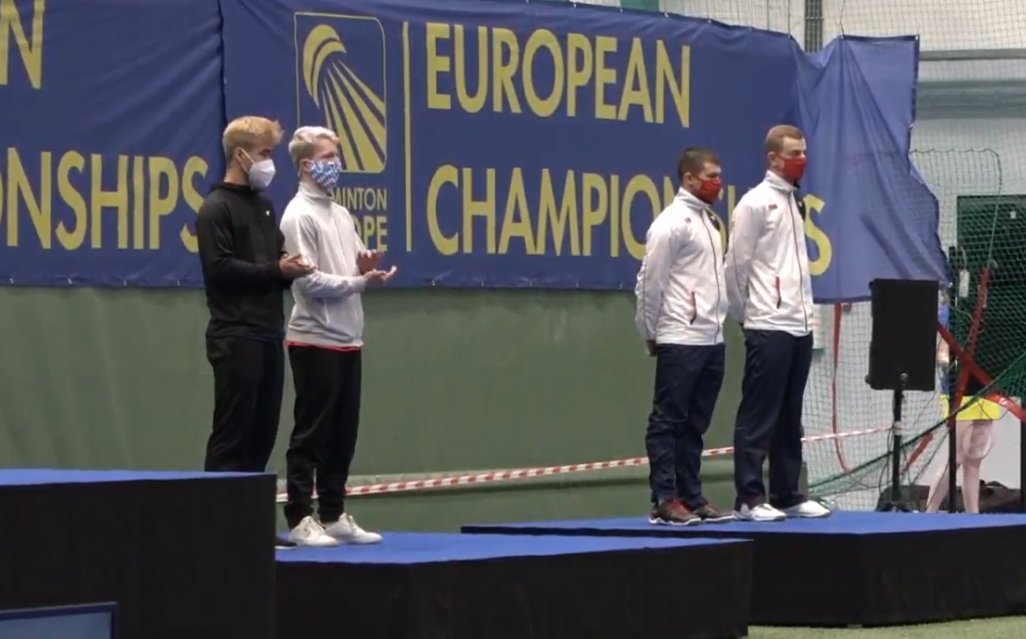 BadmintonTalk's tweet photo. #EJC2020 - Men's Doubles

🥇🇩🇰William Kryger Boe/Mads Vestergaard
🥈🇷🇺Egor Kholkin/Georgii Lebedev
🥉🇩🇪Kilian Ming-zhe Maurer/Matthias Schnabel
🥉🇷🇸Sergej Lukic/Mihajlo Tomic https://t.co/yJwAFvKJGv