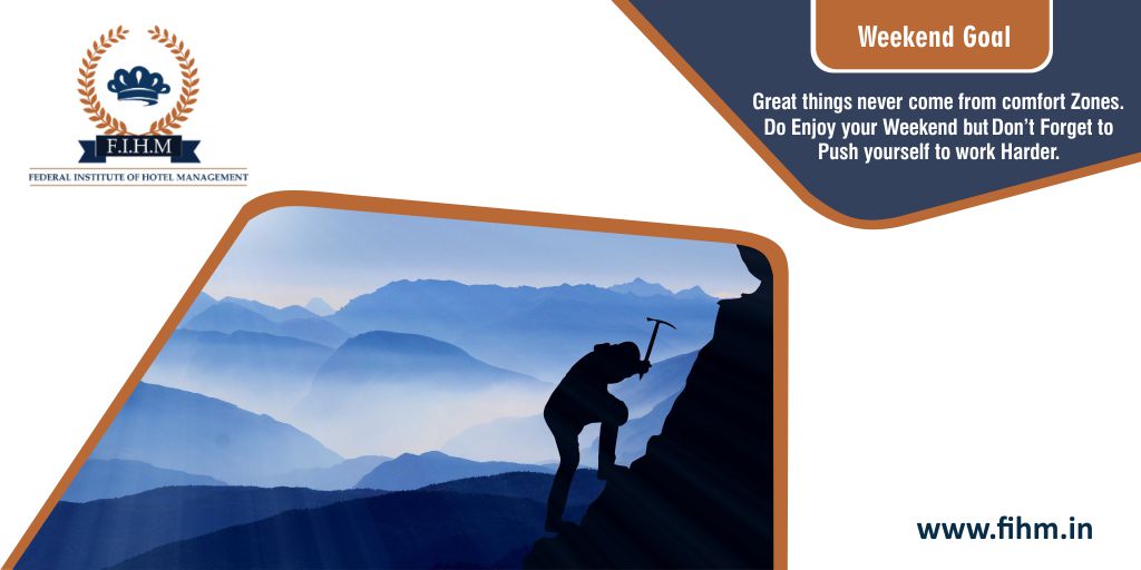 FihmNoida's tweet photo. Push Yourself Out Of Your Comfort Zone If You Want To Achieve Something Big. Enjoy Your Weekend &amp; Keep Working Hard...
.
#saturdayvibes #saturday #saturdaymood #weekend #weekendvibes #weekendgoals #hotelmanagement #culinaryarts #culinaryschool #cookeryschool #hotel #hotelier https://t.co/uIlc97Rih1