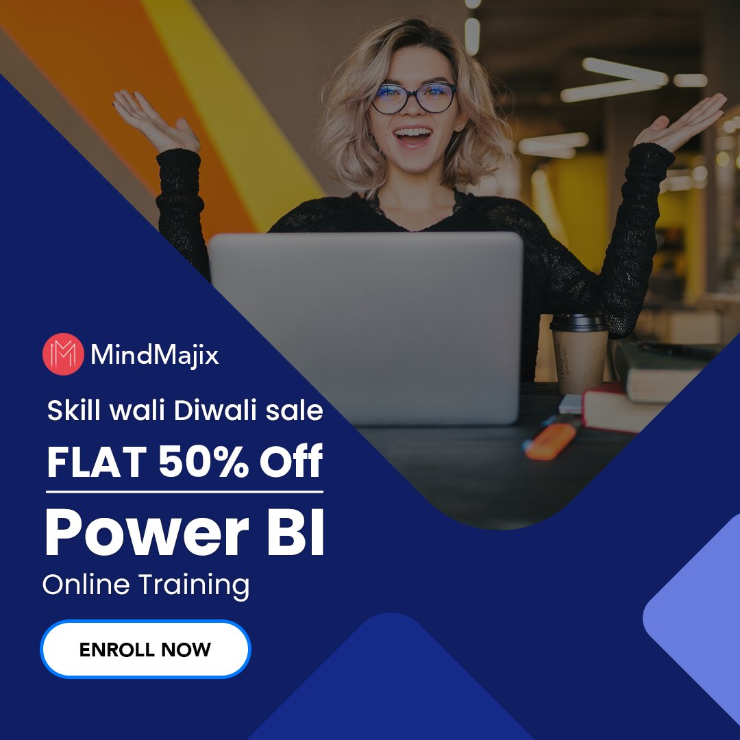 JMajix's tweet photo. Using interactive dashboards to consolidate key metrics to connecting datasets from workloads, Learn PowerBI, the best BI tool from the Best. Lead the tribe, Master PowerBI with MindMajix's skill wali Diwali sale, FLAT 50% OFF on POWERBI. 
Enrol Today https://t.co/LG05QqeBJ9 https://t.co/LLruiXZ122