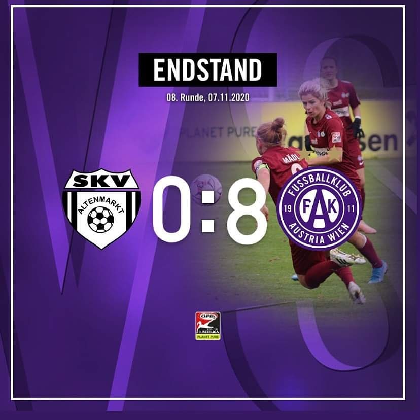 LVeilchen's tweet photo. Geht auch ohne uns ganz gut von der Hand. Gratulation an das Team 💜

⚽️⚽️⚽️
0:1 Mädl 
0:2 Krumböck
0:3 Bell
0:4 Pireci
0:5 Bell
0:6 Bauer
0:7 Stockhammer
0:8 Bauer https://t.co/vhHq1zfo0c