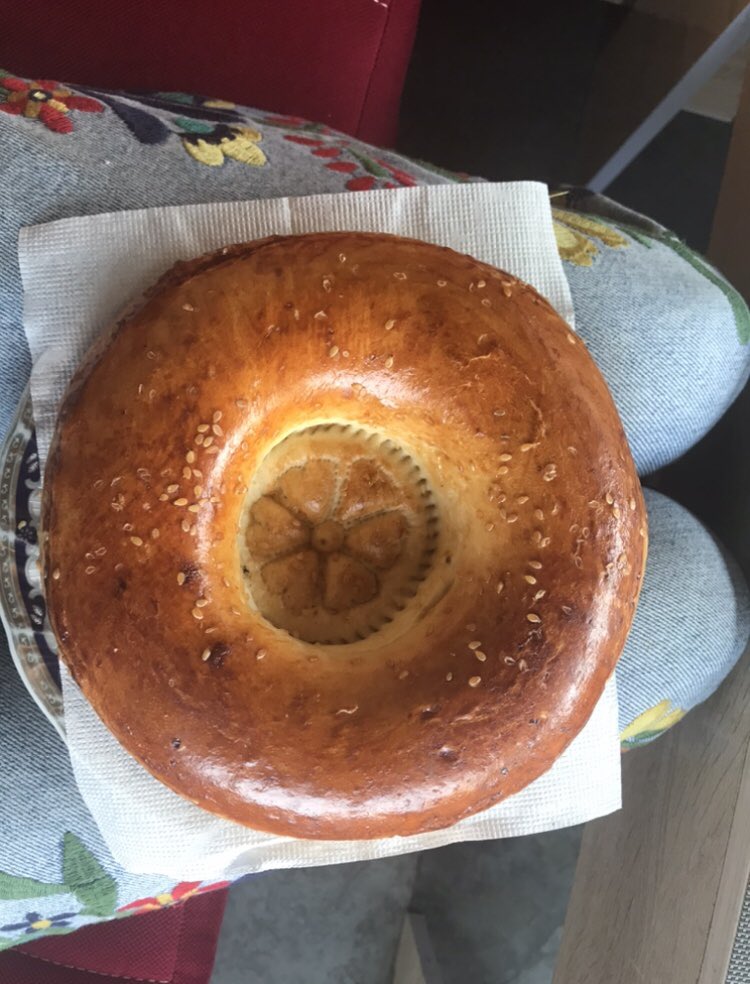 isadesisto's tweet photo. My Uzbek non bread didn’t turn out quite like what I tried while traveling in Central Asia in 2018... First time was not the charm! Maybe not bad for a student in lockdown who’s never made bread before? #GCBO😬🤦🏽‍♀️ @edentravels  @UZAmbassador https://t.co/1jOMIKE2CB