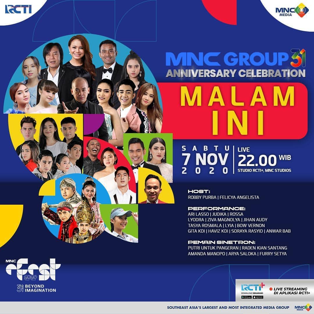 MylyodraOfc's tweet photo. selamat malam minggu🤩
2 jam lagi menuju kemeriahan MNC Group 31st Anniversary Celebration!!🥳

coba sini kasih tau mimin siapa sih penampilan yang paling kalian tunggu-tunggu kolaborasinya?mimin tunggu jawabannya😉
#LyodraZivaMNC31th https://t.co/w1QWw0pKF6