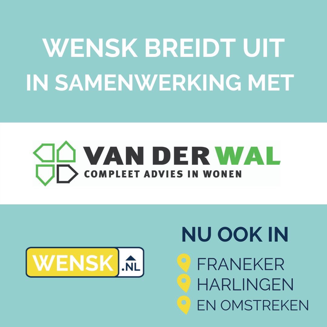regiomakelaar's tweet photo. WENSK BREIDT UIT. Vanaf volgende week gaat Van der Wal Makelaars Franeker, Harlingen e.o. ook gebruik maken van Wensk. Vind jij je nieuwe droomhuis via Wensk? Vul nu je woonwens in op https://t.co/pM79Du78jq! https://t.co/Vw8zCUrhUB