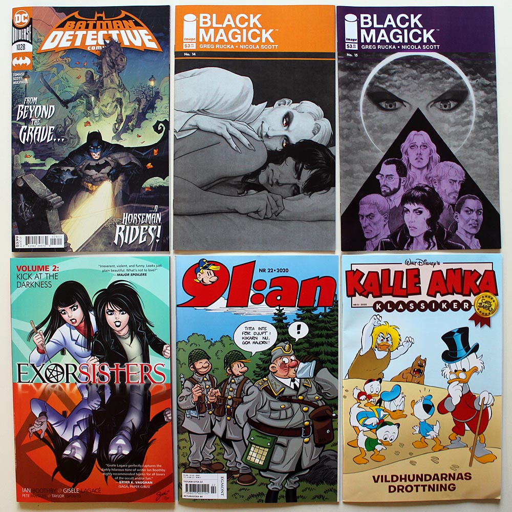 Caltex_98's tweet photo. Recent #comichaul: #HarleyQuinn & #TheBirdsofPrey 3, #Adventureman 4, #JohnnyHazard vol. 8 (great company or what ,guys?) #DetectiveComics 1028 by @PeterJTomasi, #BlackMagick 14-15 @ruckawriter, #Exorsisters vol 2, #91an 22/2020, #KalleAnkaKlassiker 5/2020 #MattFraction #comics https://t.co/gSa3QNuglY