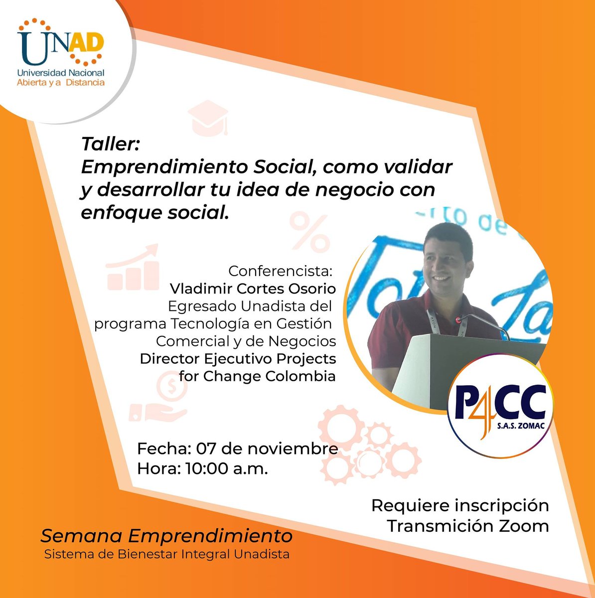 SISSUUNAD_ZCBC's tweet photo. HOY!!!10: 00 am
TALLER EMPRENDIMIENTO SOCIAL, 
COMO VALIDAR Y DESARROLLAR TU IDEA DE NEGOCIO CON ENFOQUE SOCIAL. Articulación entre #ElOIRdelasRegiones, VISAE,ECACEN Y VIEM. Nuestra Semana del Emprendimiento.
INSCRIPCIÓN:
https://t.co/pKJseMb5d6… https://t.co/FvP3QOoCM6