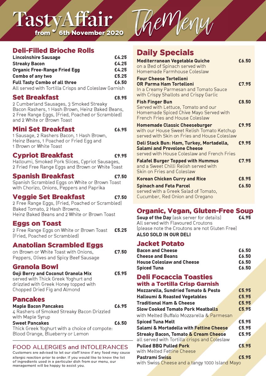Tastyaffair1's tweet photo. From the 6th November, this is our up-to-date Menu that you can order from for: PREORDER &amp; COLLECT, TAKEAWAY or DELIVERY 🙂 

#tastyaffair #ourmenu #takeaway #collect #delivery #enjoy https://t.co/HiU7LFgFVc