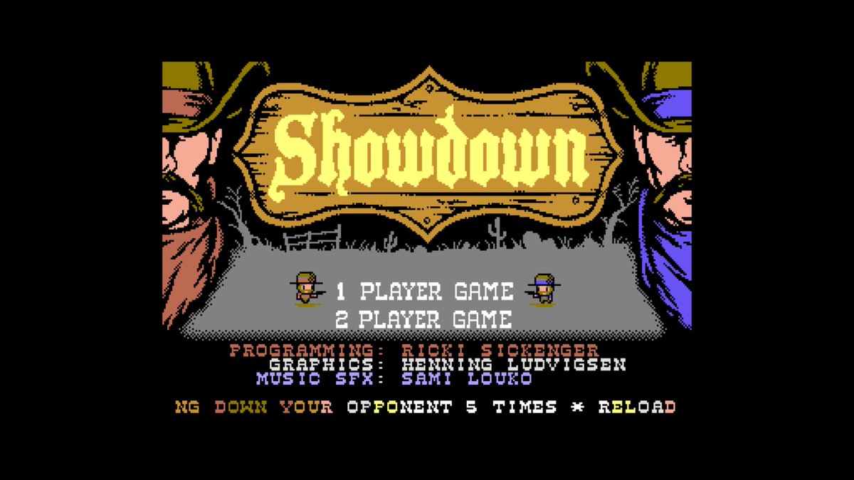 LogrusUK's tweet photo. Showdown is a new release in November of 2020 for the Commodore 64 - YOU ARE DAMN STRAIGHT IT IS! 1 or 2 player shootout action, great music, SFX, GFX and slick presentation. This is just the right level of fun and frustration! LOVE IT!

Watch Here: https://t.co/2cjATDzzL0 https://t.co/YVnLlw0LzA