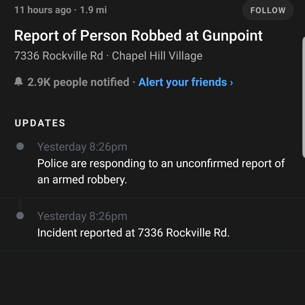 sjc317's tweet photo. @ChaseSupport Thank you. A person was robbed there at gunpoint last night. The area is getting more dangerous and your location provides a lot of places for people with bad intentions to hide. The walkup ATM is not safe. https://t.co/Cx9XCyalsC