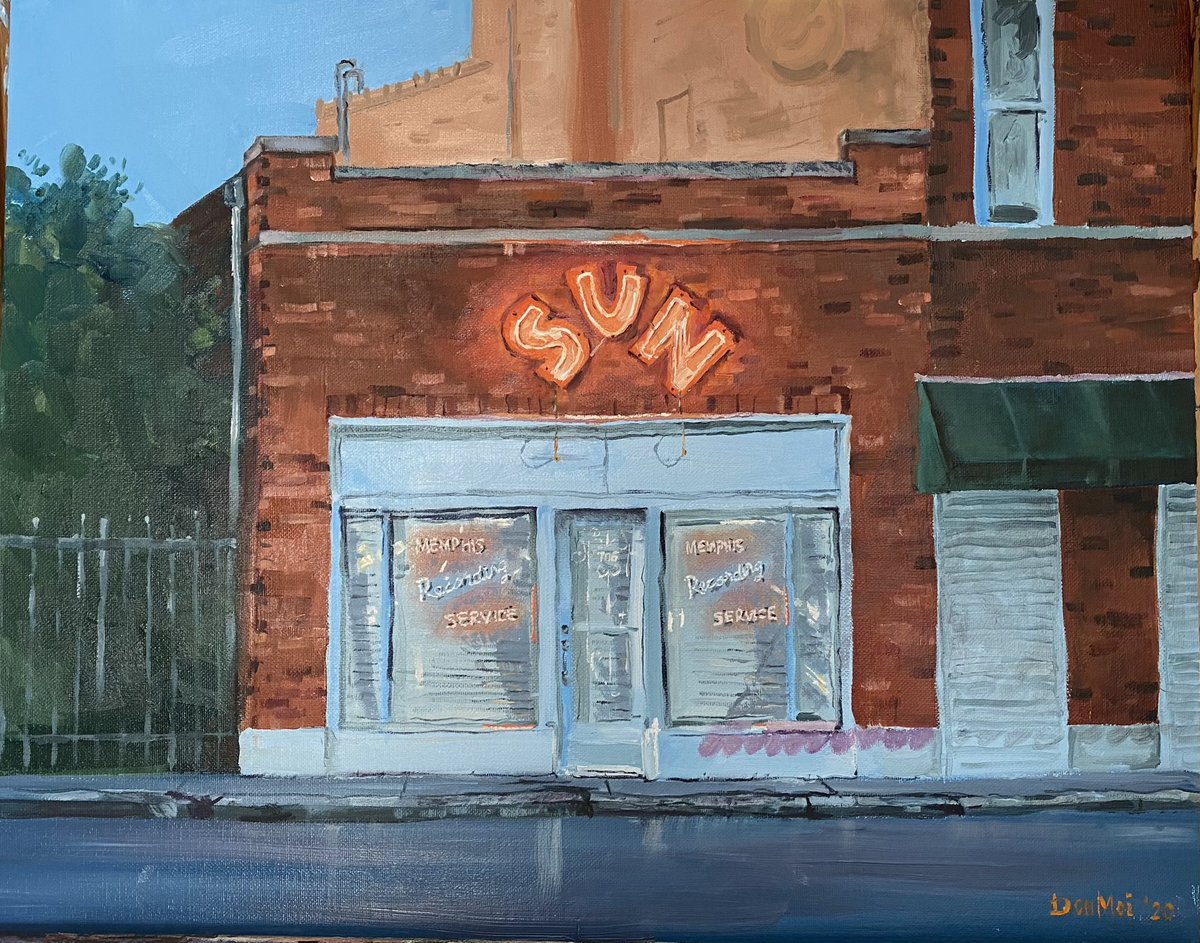 MoisesNorena's tweet photo. A painting I just finished in honor of your great legacy @sunrecords #elvis #johnnycash #jerryleelewis #royorbison https://t.co/6kkj2fn8mz