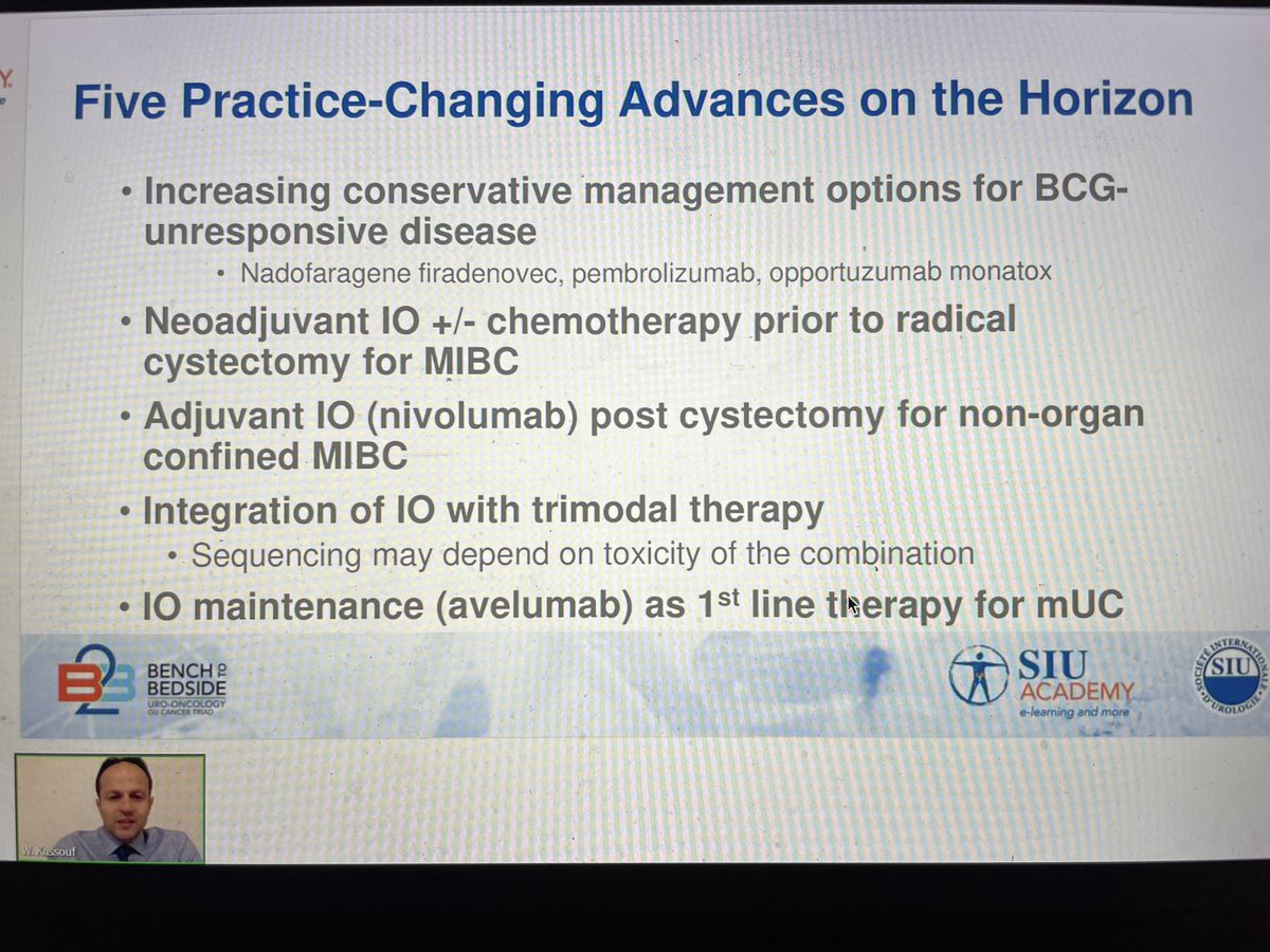 The 5 practice changing advances in #urothelialcarcinoma by <a href="/WesKassouf/">Wes Kassouf</a> during #B2BGUCancerTriad a must to watch !  #SIU #SIUInnovators <a href="/pcvblack/">Peter Black</a> <a href="/SIU_urology/">SIU-Urology</a> <a href="/SiTanguay/">Simon Tanguay</a>