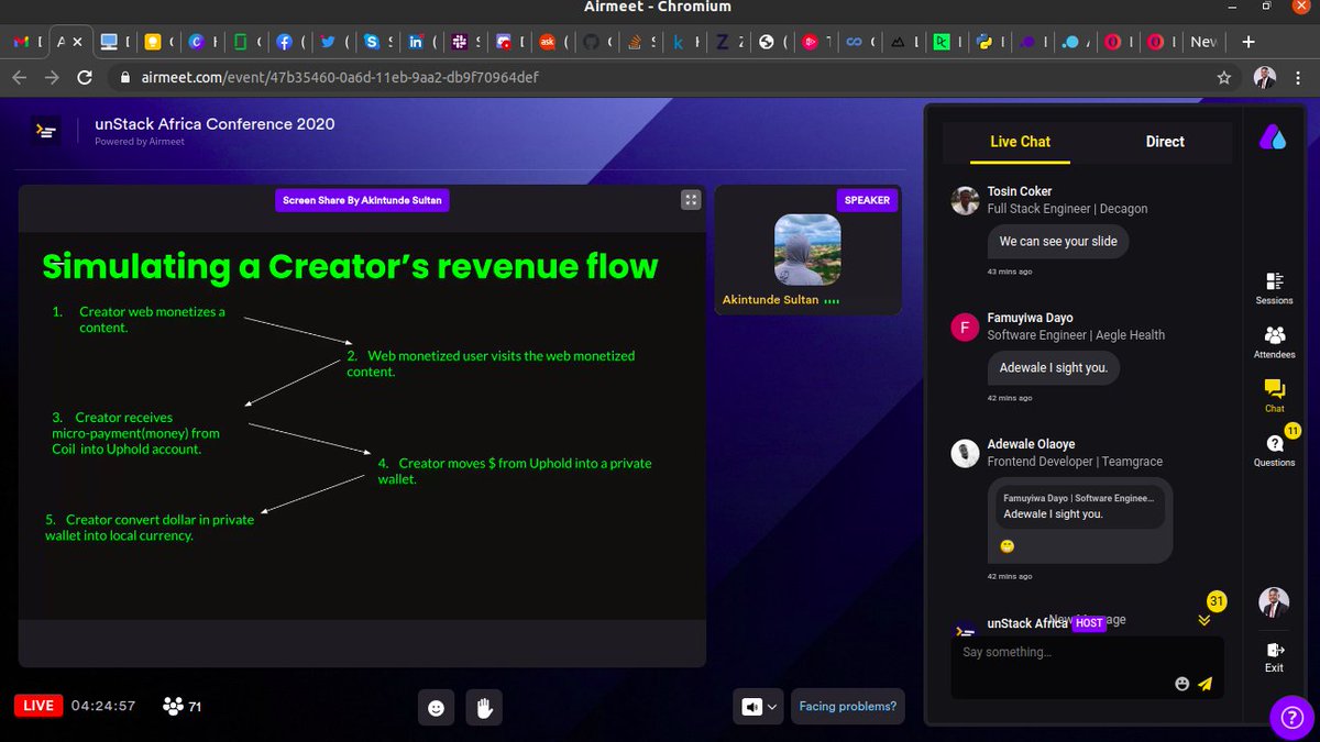 maazi_obasi's tweet photo. Web monetization - The User's Journey, The Creators Journey @hackSultan #unStackConf2020 #unstackcon2020
π https://t.co/oijxDdO4M6