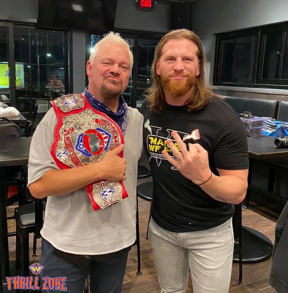 thefwfnetwork's tweet photo. EVP of Thrillzone Brian Myers with The Innerstate Champion Shane Douglas! 
#FWF @majorwfpod @myers_wrestling https://t.co/GwFWQqfwpF