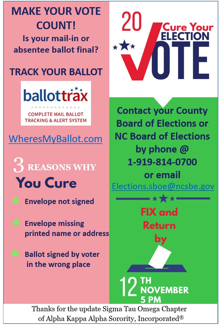 JadeBerryJames's tweet photo. Have you heard? Spread the word: Two races too close to call! Check your mail-in ballot at https://t.co/K9rqaxn3vZ #CountEveryVoteNC @STO_AKAs https://t.co/dXZhnoOxu1